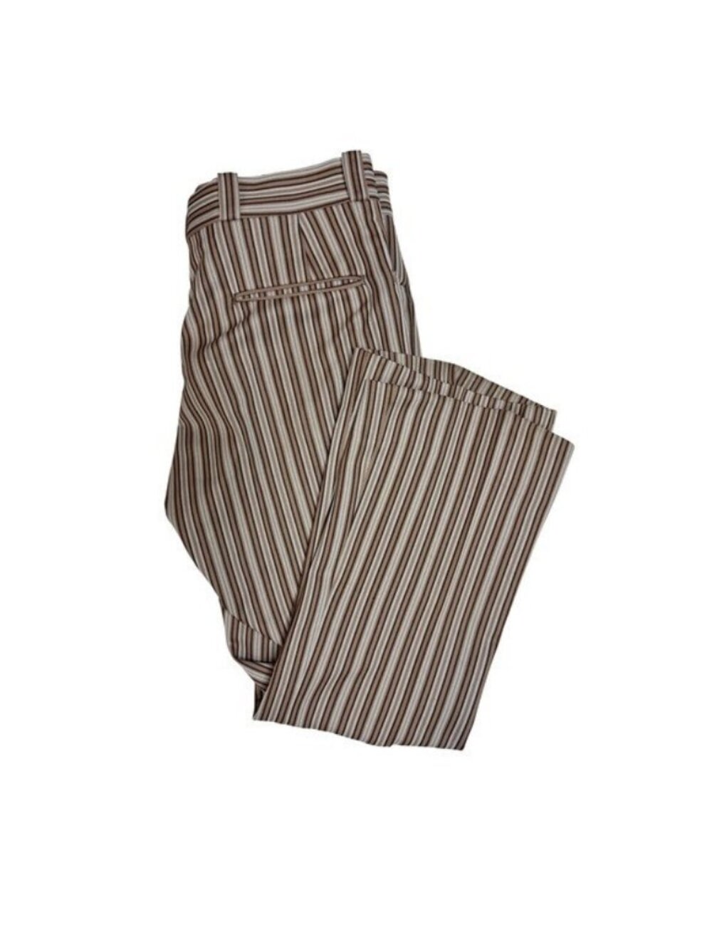 Vintage 70s Striped Trousers Brown Tan White Knit Disco Pants Mens 32x28